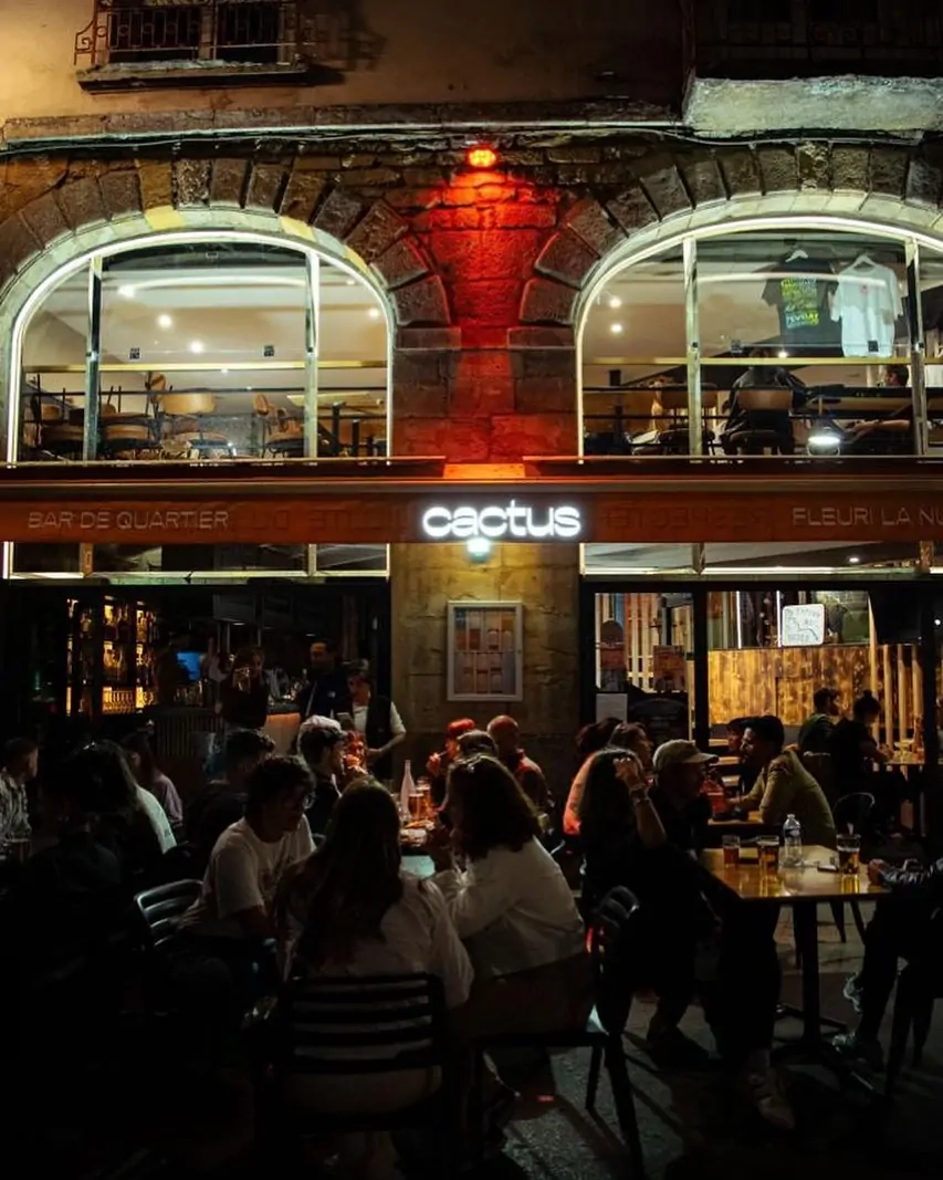 Ambiance chaleureuse à l'intérieur du Cactus Bar, idéal pour des soirées entre amis