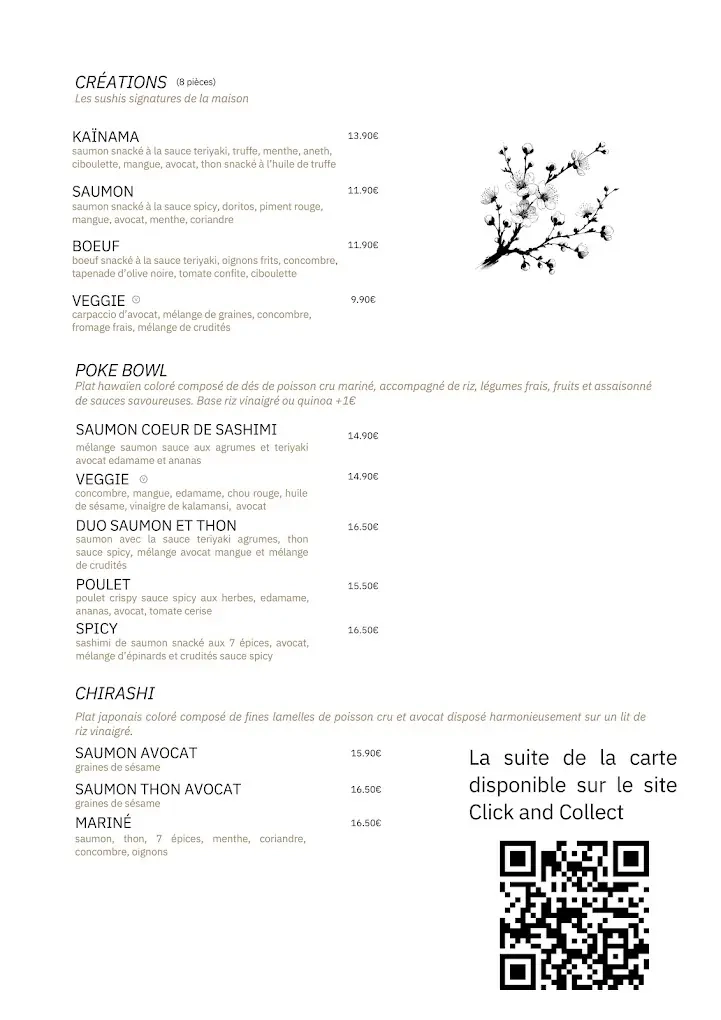 Kainama Restaurant Sushi Tassin - Carte